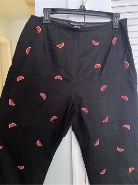 Nicole Studio Black Pants with Watermelon Embroidery